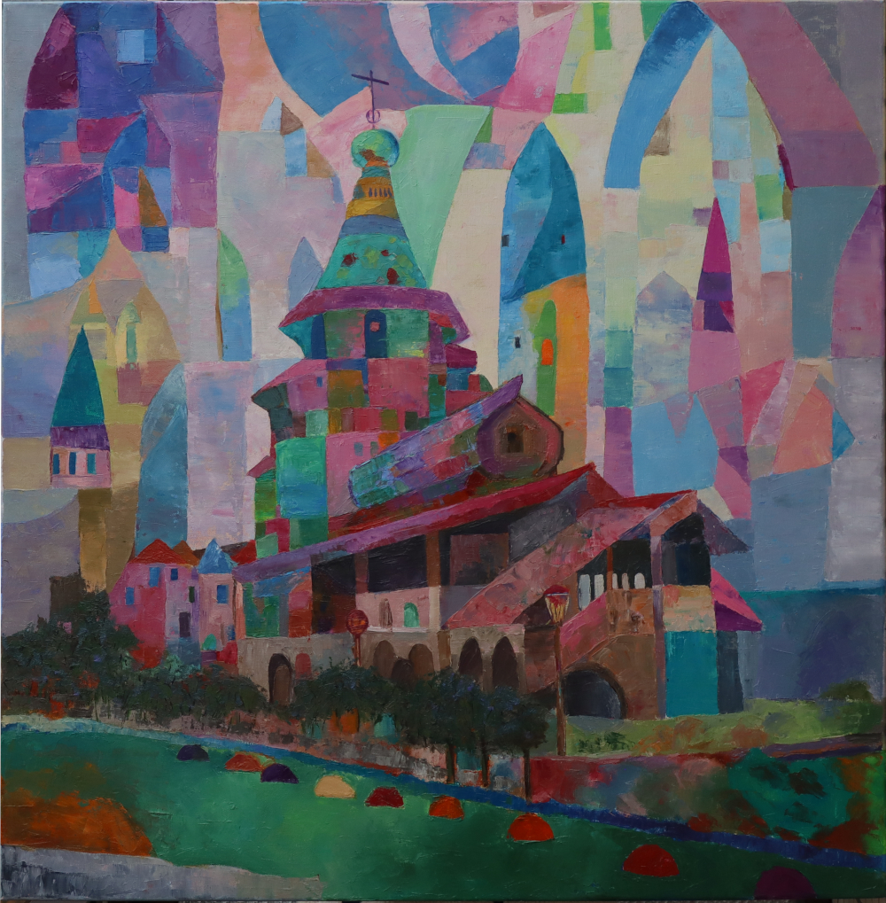 Город витраж III (холст, масло, 95х95 см)